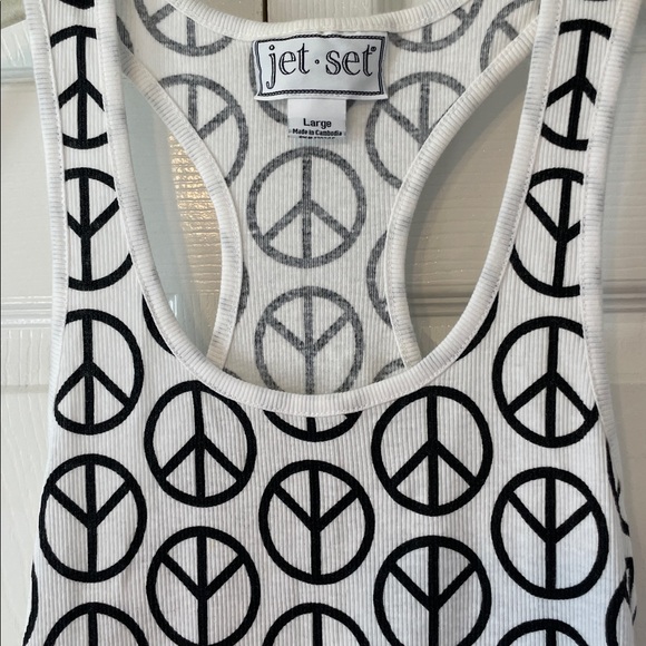 Jet Set Peace Sign Racerback Tank Top - Picture 3 of 5